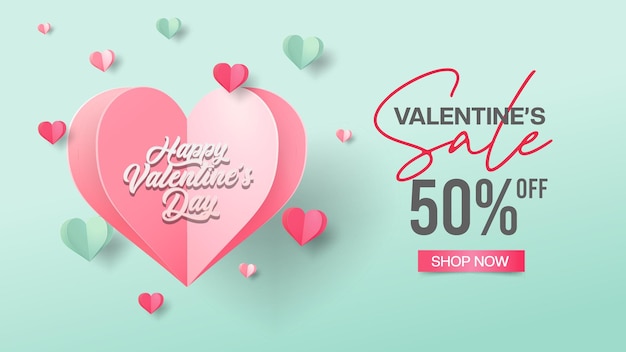 Paper style valentines day sale background template