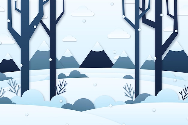 Paper style winter landscape