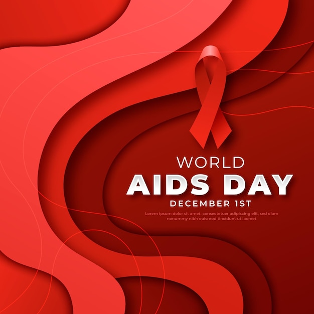 Paper style world aids day illustration