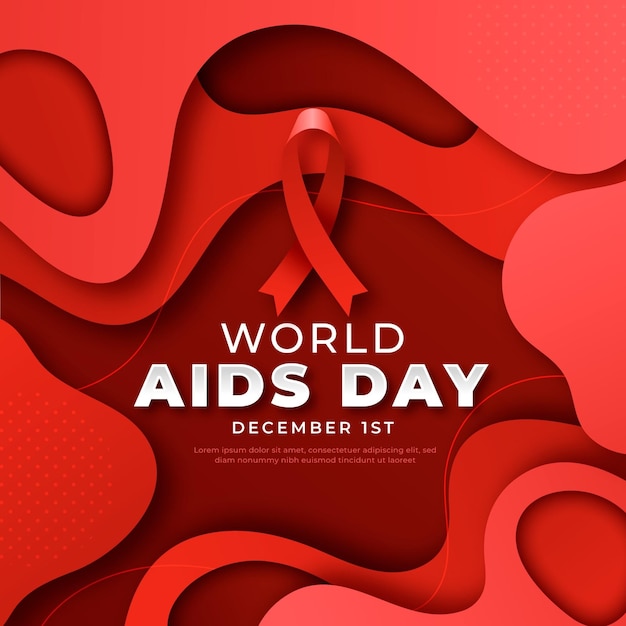 Paper style world aids day illustration