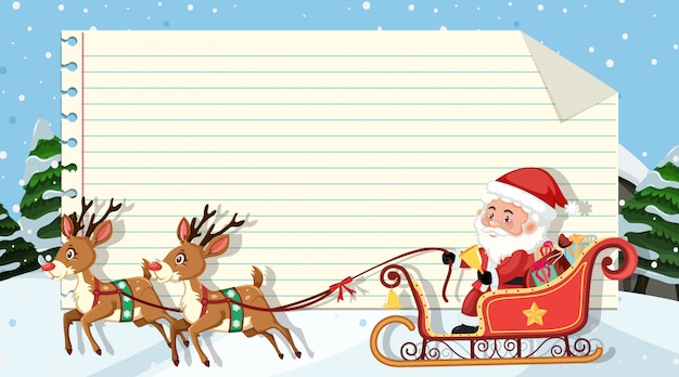 Paper template with santa and reindeer background