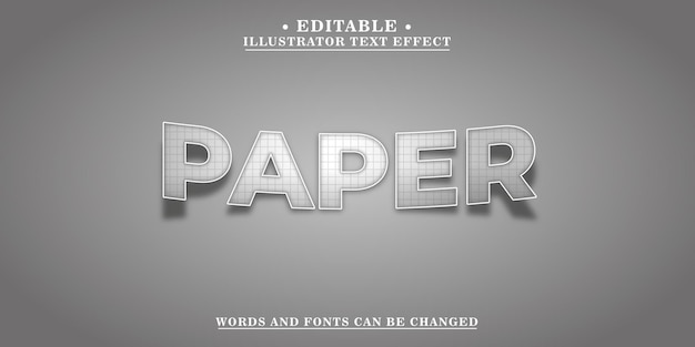 ベクトル グリッドパターンによる紙のテキスト効果。単語やフォントを編集できます