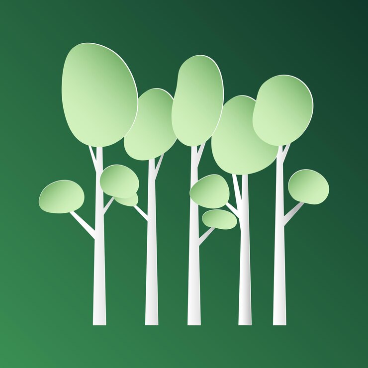 Vector paper tree flat vector icon tree forest illustration background nature business concept