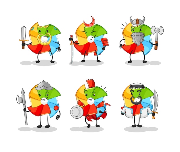 Vector paper windmill magic group character cartoon mascot vector