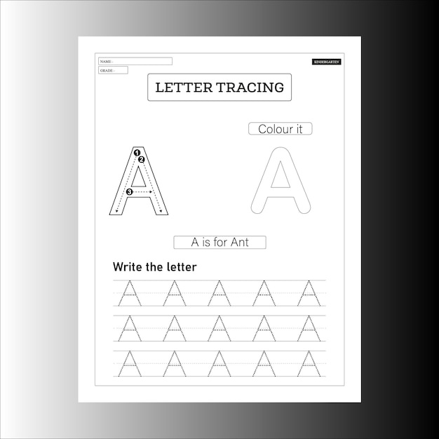 Vector a paper with a letter tracing on it