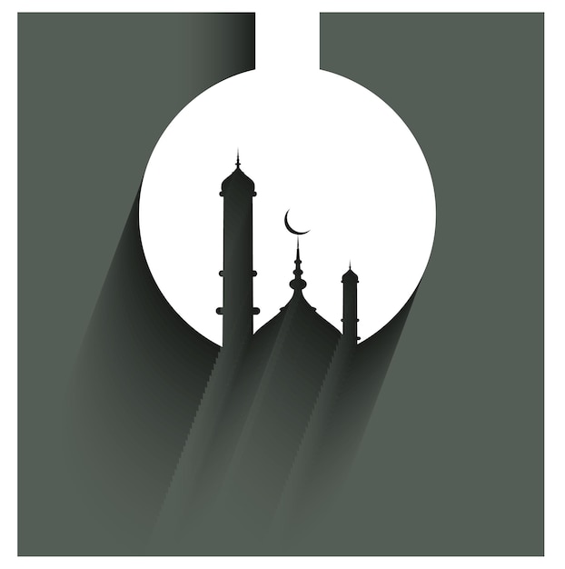 Vector a paper with a picture of a mosque and the moon.