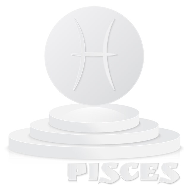 Paper Zodiac sign Pisces  Astrological and Horoscope symbol on pedestal