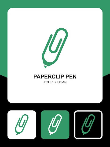 paperclip pens logo design and icon