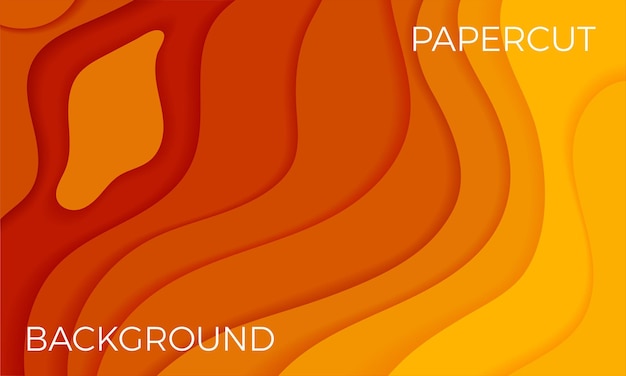 Papercut abstract bakground orange color modern design