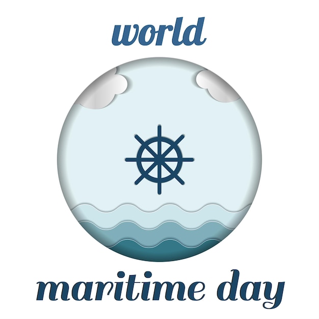 Papercut ansichtkaart wereld maritieme dag
