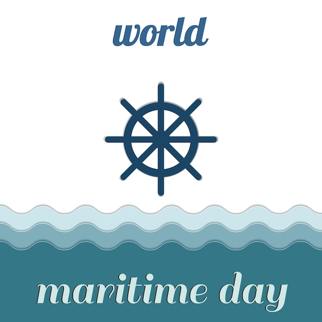 Papercut ansichtkaart wereld maritieme dag