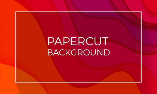 Papercut стиль фона красный оранжевый цвет современный дизайн