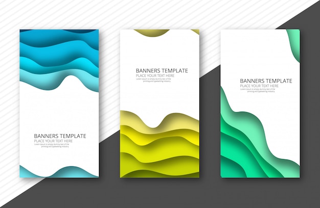 Papercut colorful banner set template design