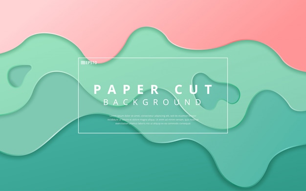 Papercut colorful stylish wave banner template background. illustration