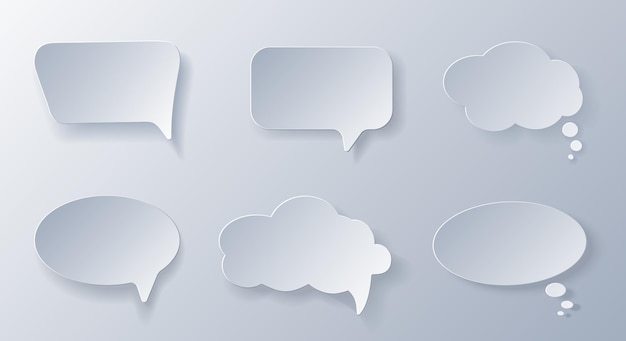 Vector papercut grey white speech bubbles