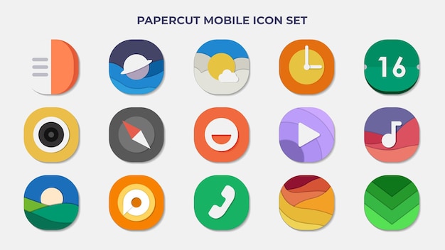 Papercut Mobile Icon Set