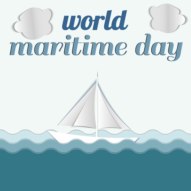 Papercut postcard world maritime day