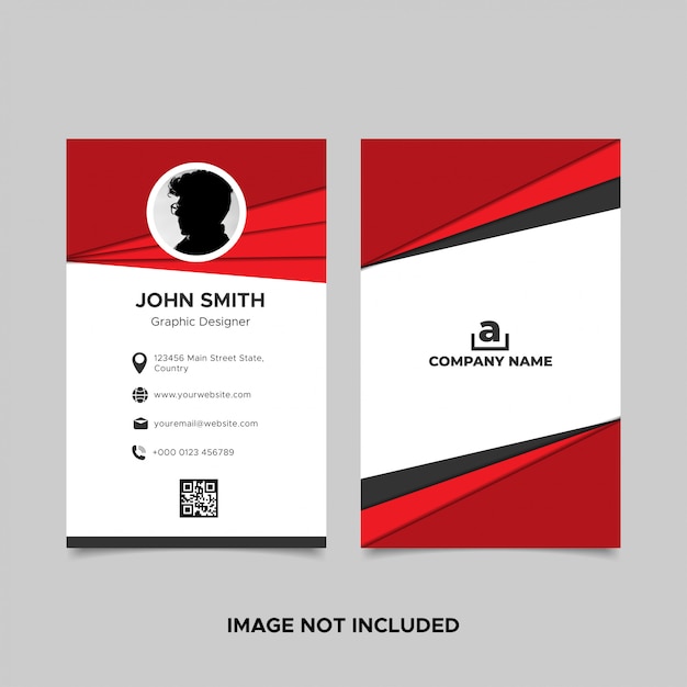 Papercut style red business card template with photo