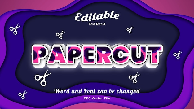 스타일의 Papercut 텍스트 효과 편집 가능한 텍스트 무료 벡터