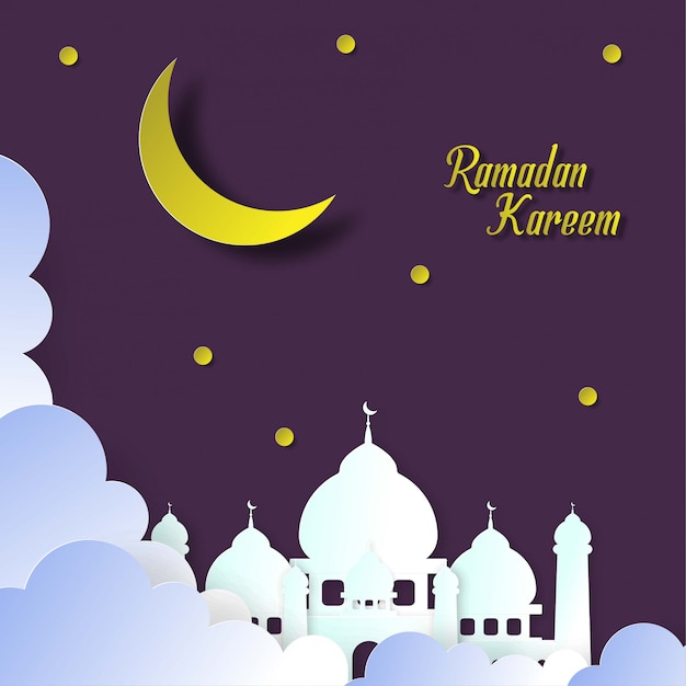 Vector papercutstijl van ramadan kareem