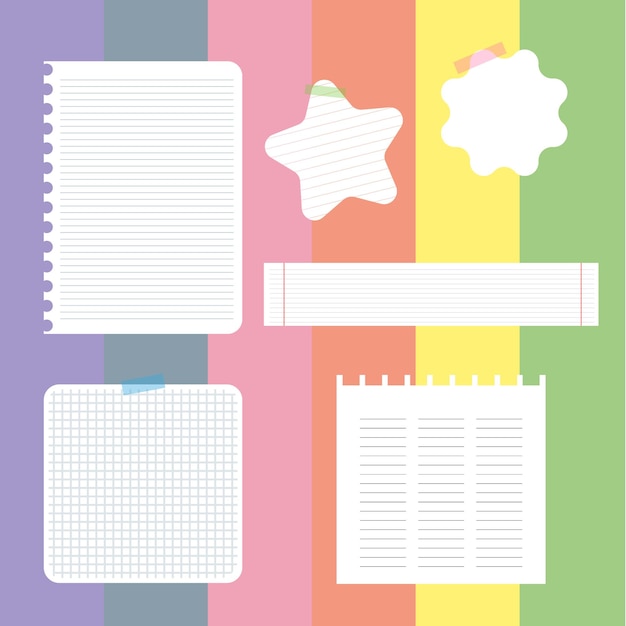 Papers on a colorful background