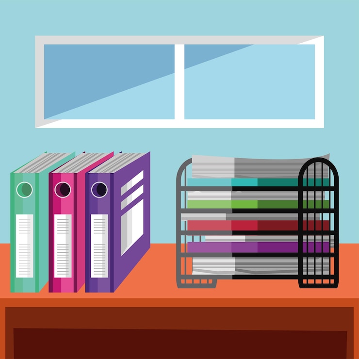 Vector paperwork binders office