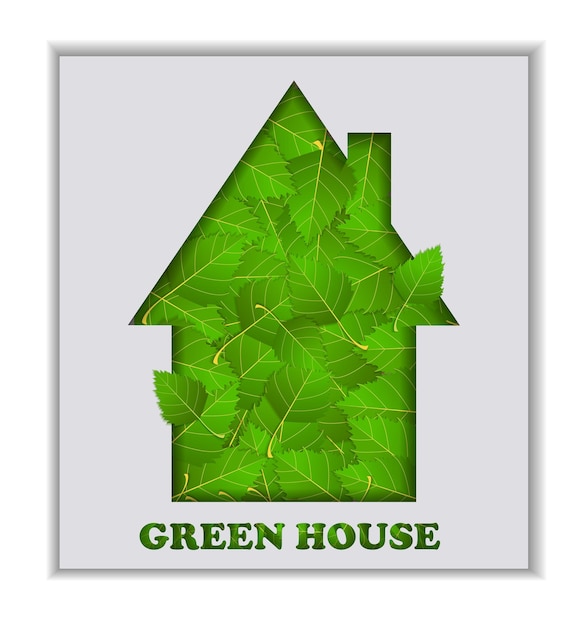 Papier gesneden huis groene boom bladeren binnen groen huis concept groen huis milieuvriendelijk recycling concept schoon huis