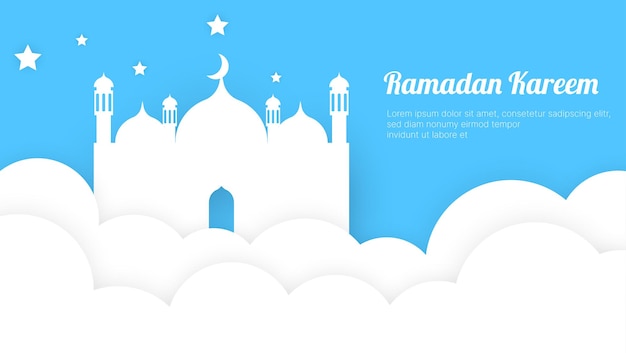 Papier gesneden stijl van ramadan kareem achtergrondontwerp sjabloonontwerp