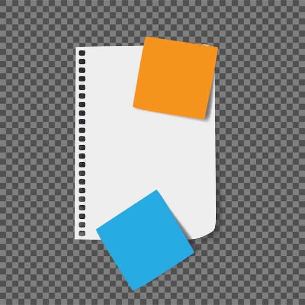 Papier kladblok en sticker vectorillustratie