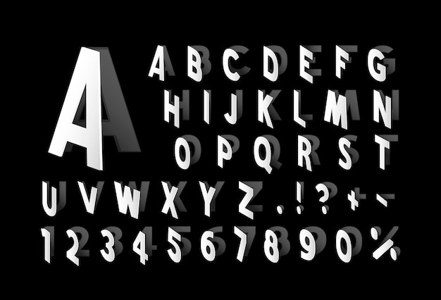 Vector papier open lettertype grijze letter en cijfers instellen vectorillustratie