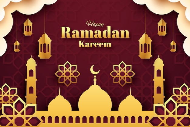 Papier stijl ramadan viering achtergrond