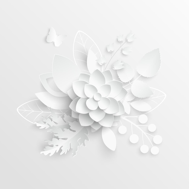 Papieren bloem witte lotus gesneden uit papier vectorillustratie