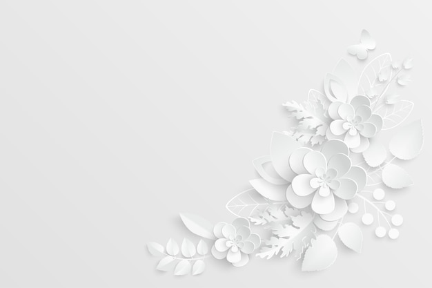 Papieren bloem Witte rozen gesneden uit papier Bruiloftsdecoraties Wenskaartsjabloon blanco bloemen