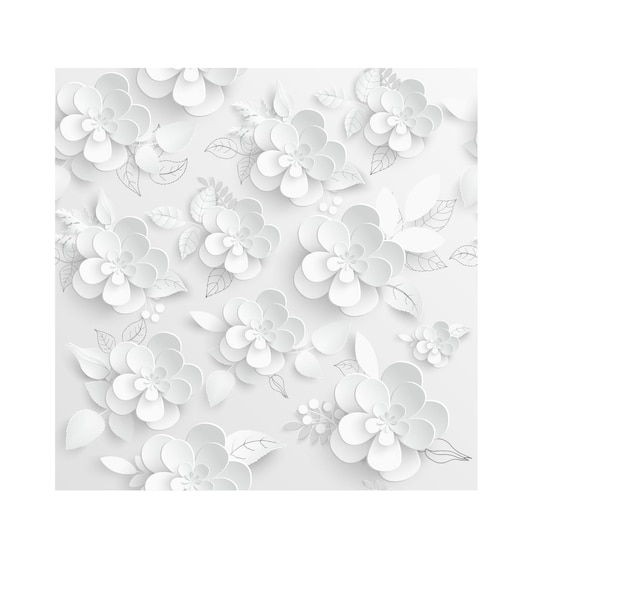 Papieren bloem Witte rozen gesneden uit papier Vectorillustratie