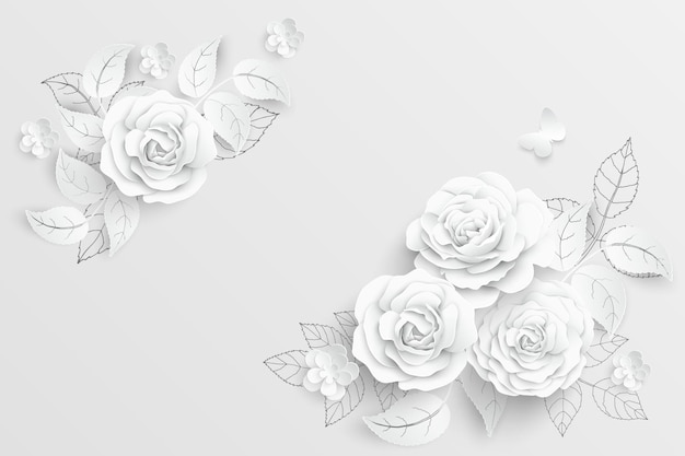 Papieren bloem Witte rozen gesneden uit papier Vectorillustratie