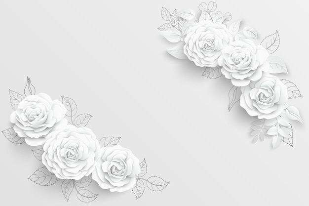 Papieren bloem Witte rozen gesneden uit papier Vectorillustratie