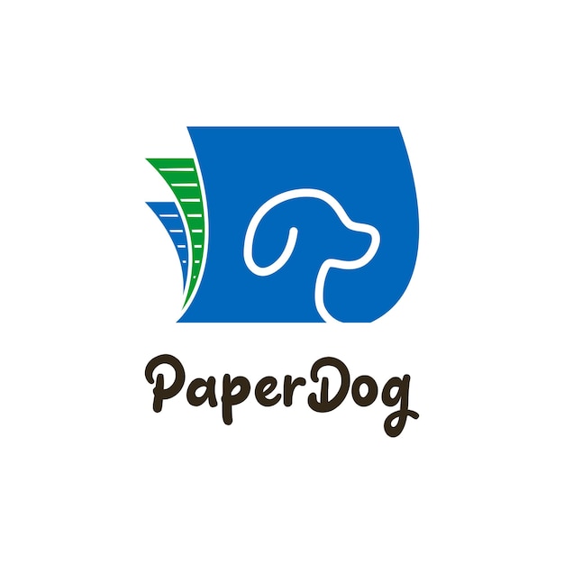 Papieren document en hond hoofd logo pictogram ontwerp sjabloon vector