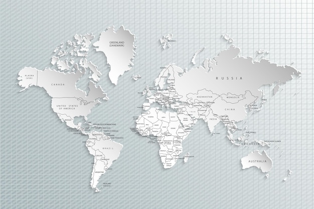 Papieren kaart van het wereldland