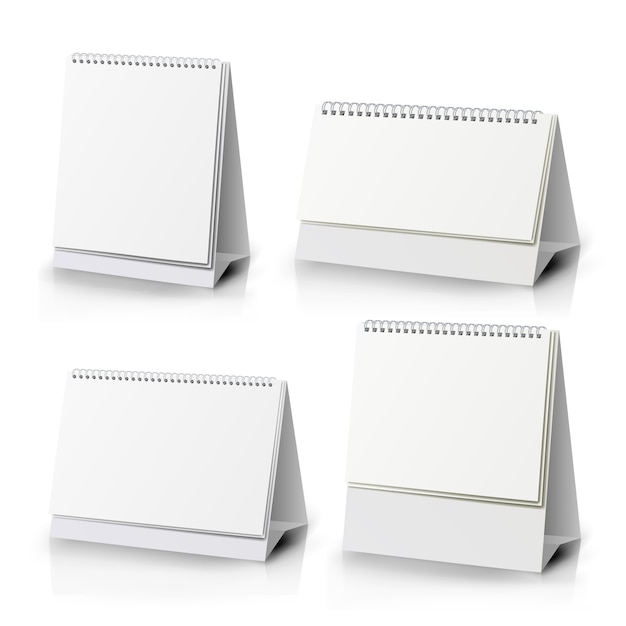 Papieren kalender blanco set. Verticale realistische staande lege spiraal