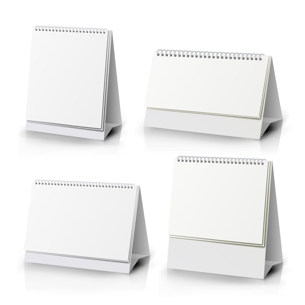 Papieren kalender blanco set. verticale realistische staande lege spiraal