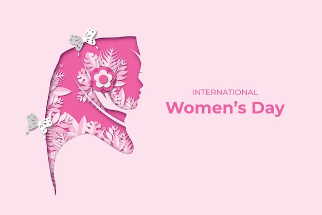 Vector papieren stijlsjabloon internationale vrouwendag