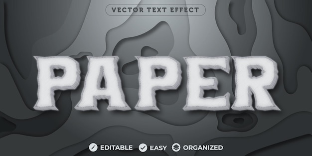 Vector papieren teksteffect volledig bewerkbaar lettertype-teksteffect