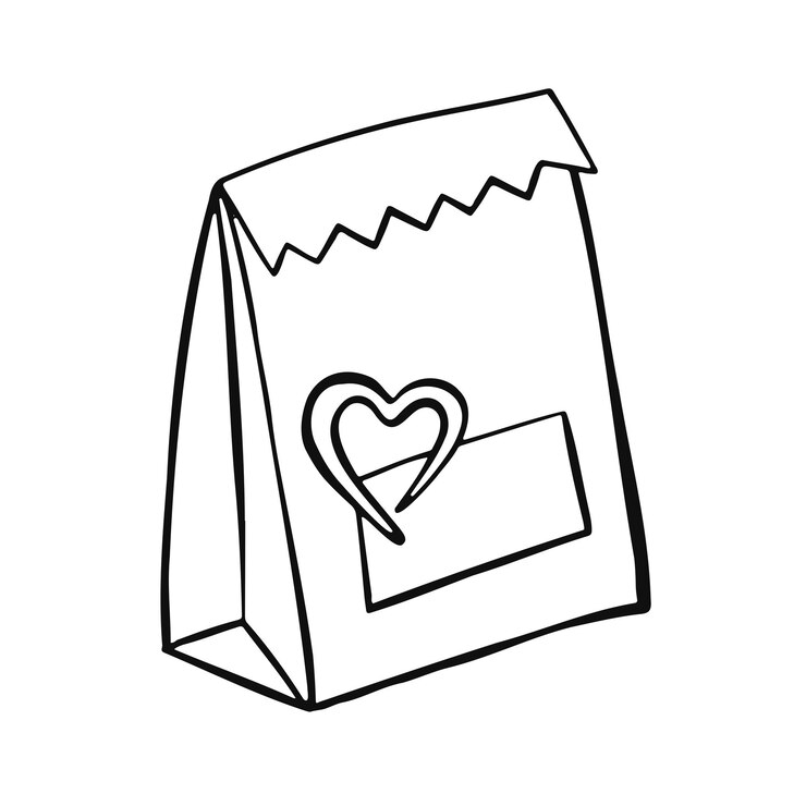 Papieren zak van coffeeshop lijn geïsoleerd op een witte achtergrond handmatige vector
