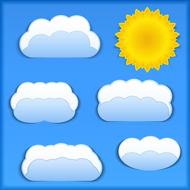 Papieren zon en wolken, illustratie