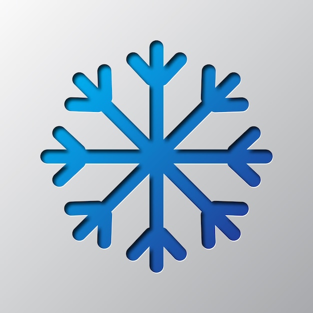 Papierkunst van de blauwe sneeuwvlok geïsoleerd. Vector illustratie. Sneeuwvlokpictogram is uit papier gesneden.