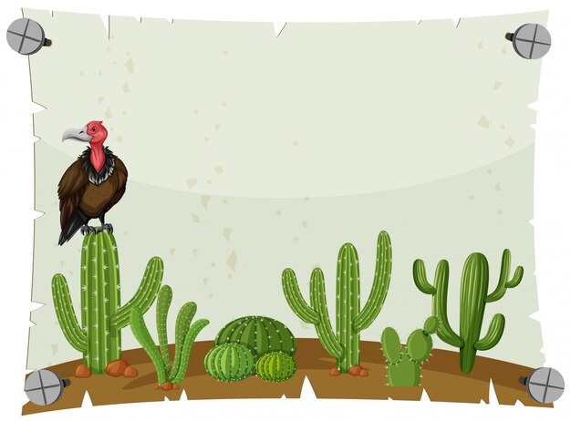 Vector papiersjabloon met gier in cactustuin