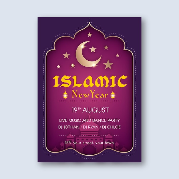 Papierstijl islamitische nieuwe jaaraffiche