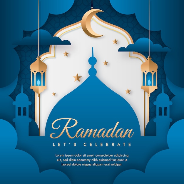 Vector papierstijl ramadan viering illustratie