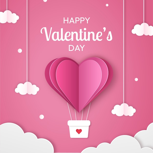 Papierstijl Valentijnsdag viering illustratie