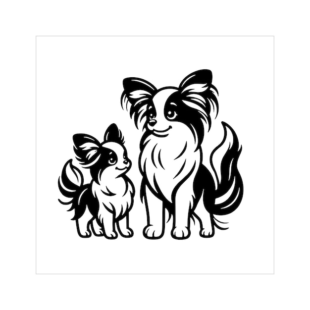 Иллюстрация семьи собак-папильонов Вектор